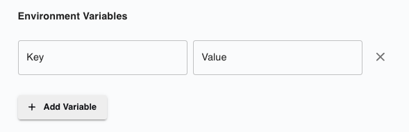 Create app form, environment variables section, one added